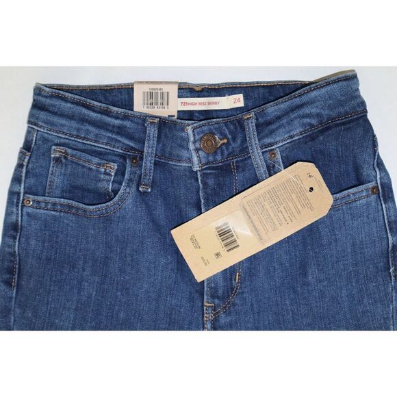 Levi's 721 Women's Sz 00 (Medium) 24Wx30L Blue High-Rise Skinny Denim Jeans $70 - Picture 4 of 7